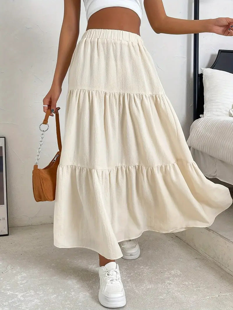 Women's Bohemian Pleated Layered Long Skirt By SXRREAL.