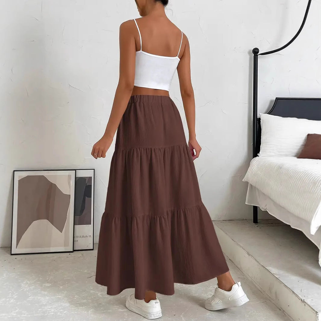 Women's Bohemian Pleated Layered Long Skirt By SXRREAL.