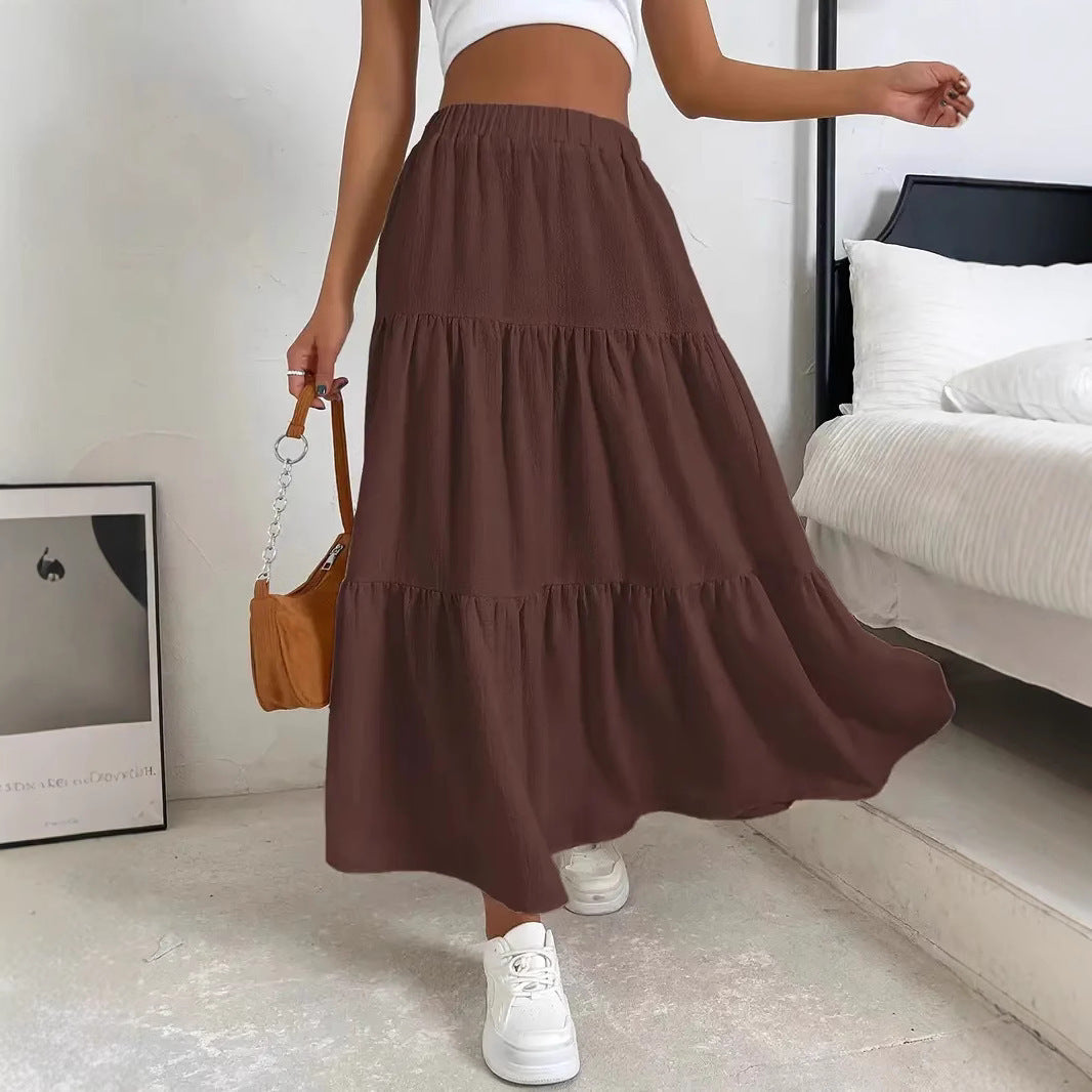 Women's Bohemian Pleated Layered Long Skirt By SXRREAL.