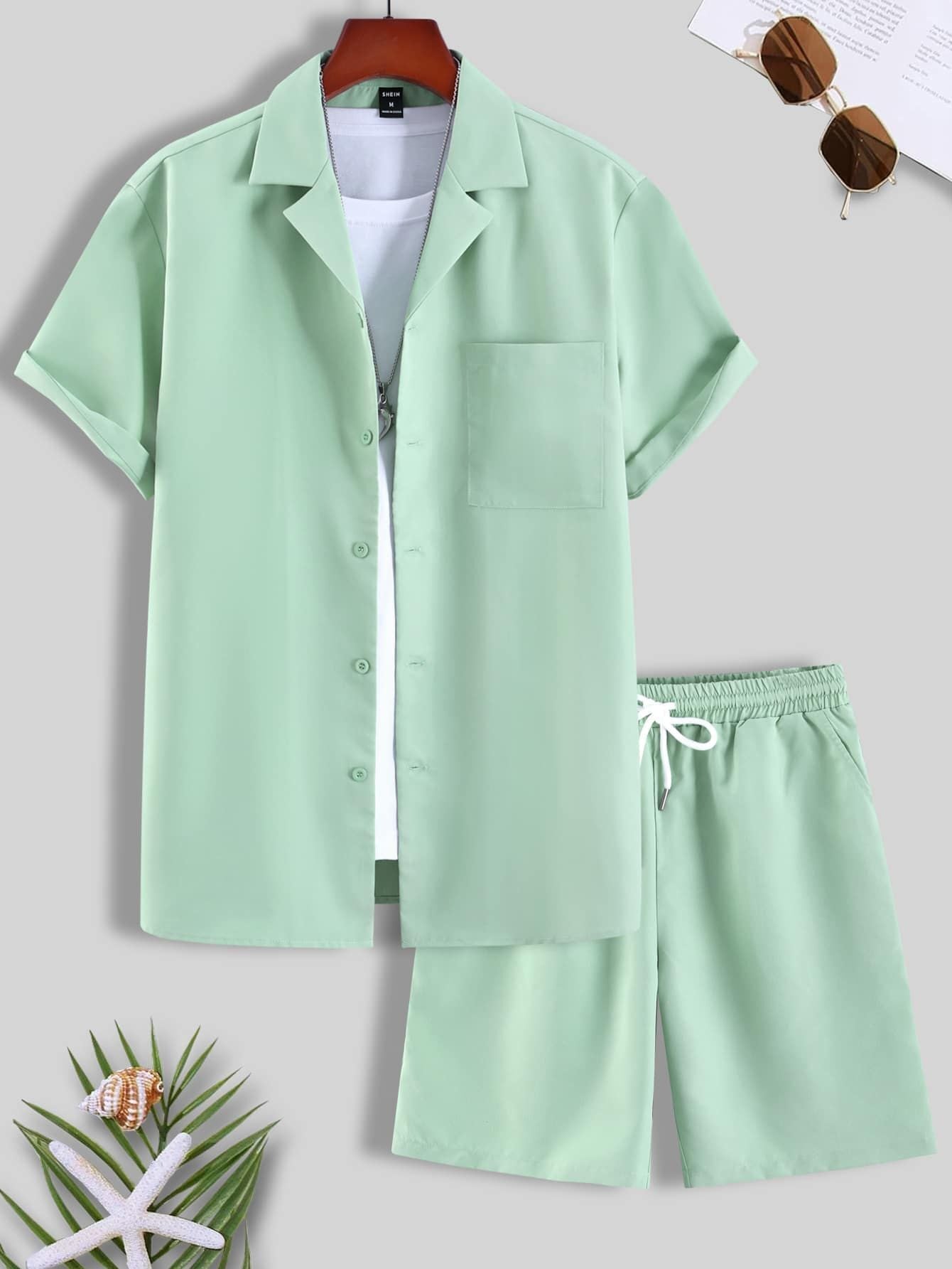 Cuban Collar Men's Clothing Set By SXRREAL.