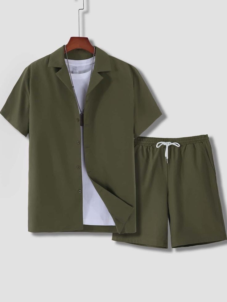 Cuban Collar Men's Clothing Set By SXRREAL.