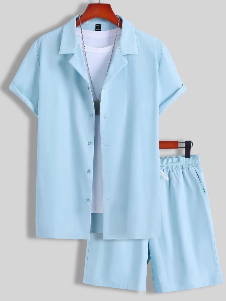 Cuban Collar Men's Clothing Set By SXRREAL.