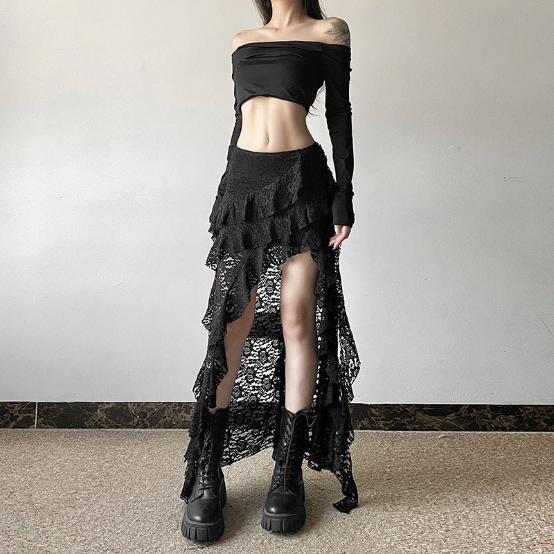Women's Lace Wavy Pleated Skirt By SXRREAL.