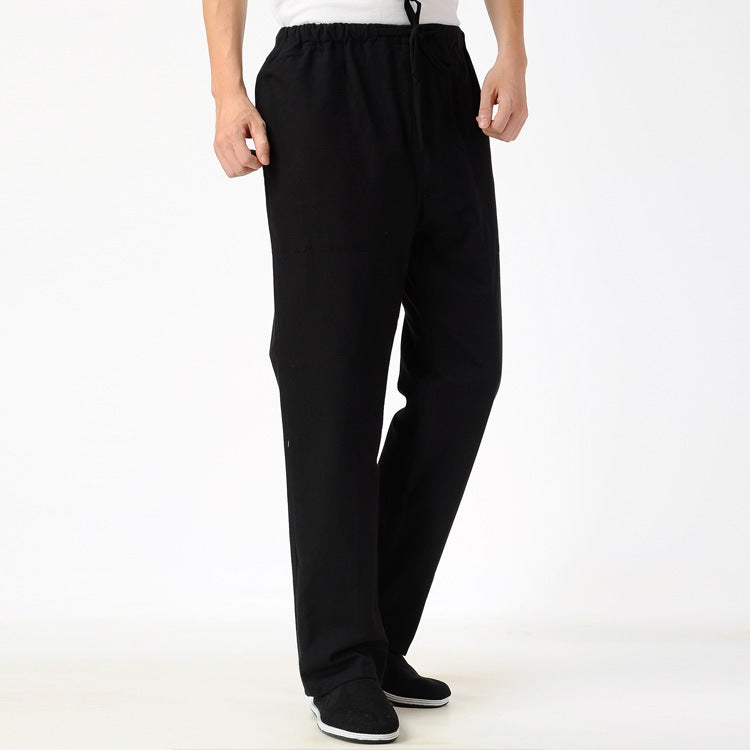 Men's Solid Color Coarse Fabric Casual Pants By SXRREAL.