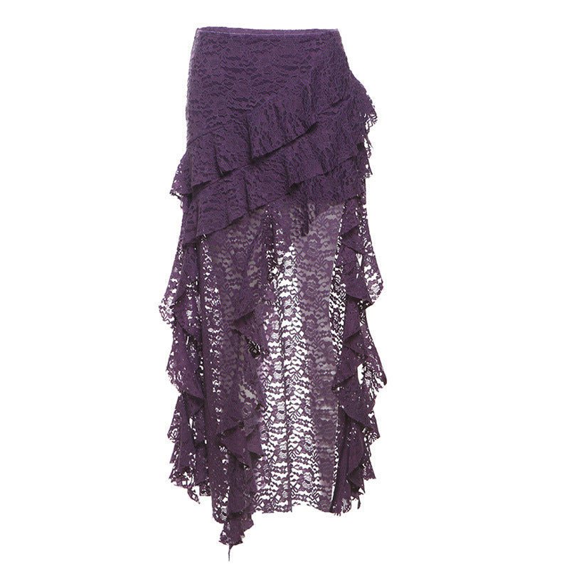 Women's Lace Wavy Pleated Skirt By SXRREAL.