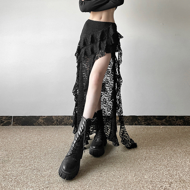 Women's Lace Wavy Pleated Skirt By SXRREAL.