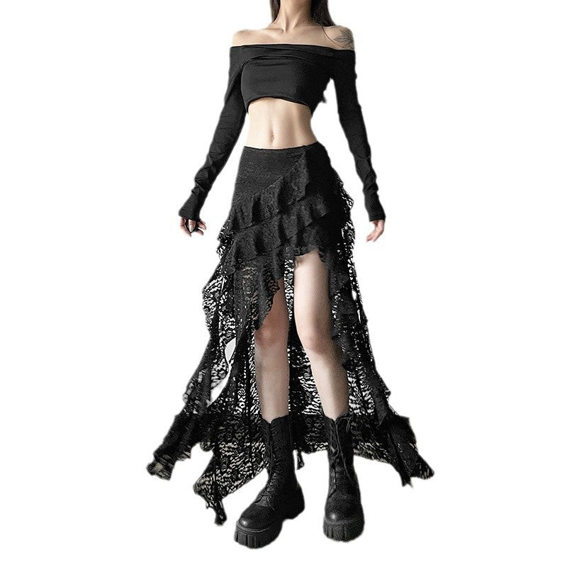 Women's Lace Wavy Pleated Skirt By SXRREAL.