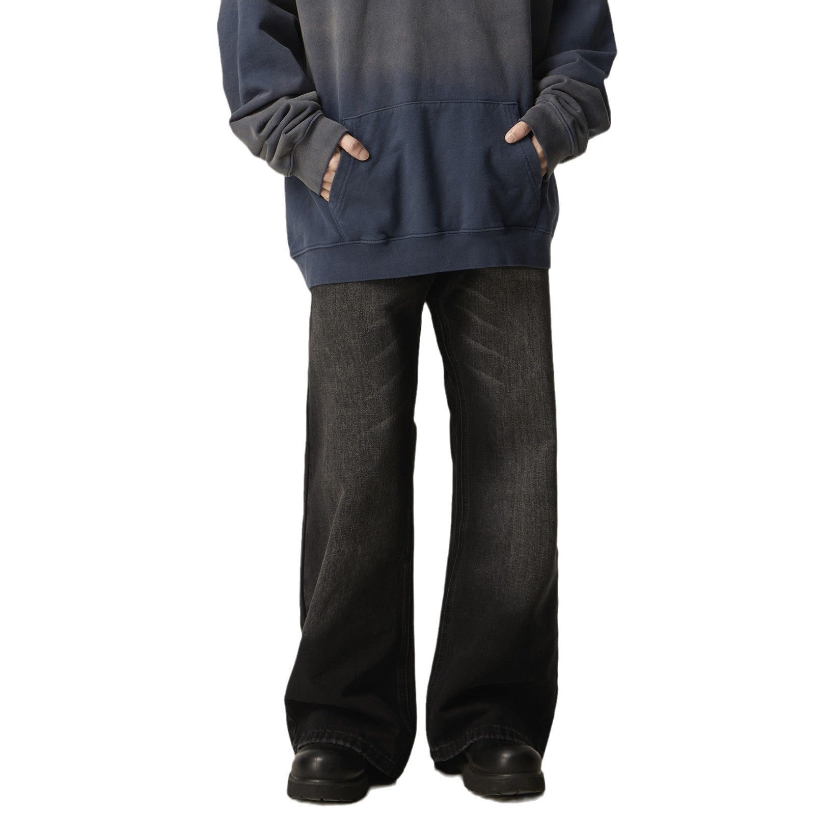 Men's Retro Black Loose Straight Jeans By SXRREAL.