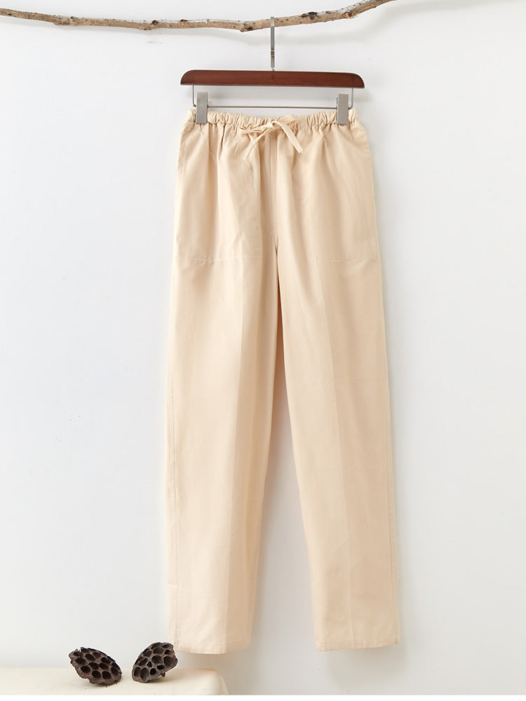 Men's Solid Color Coarse Fabric Casual Pants By SXRREAL.