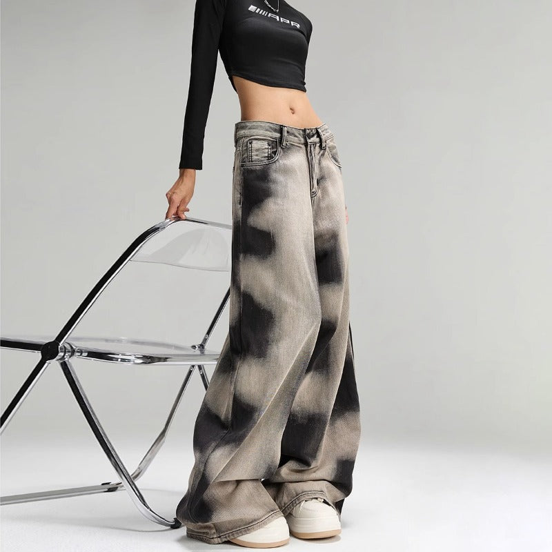 Women's Tie-dyed Wide-leg Jeans By SXRREAL.