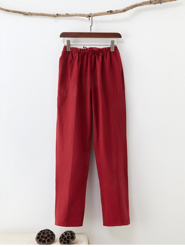 Men's Solid Color Coarse Fabric Casual Pants By SXRREAL.