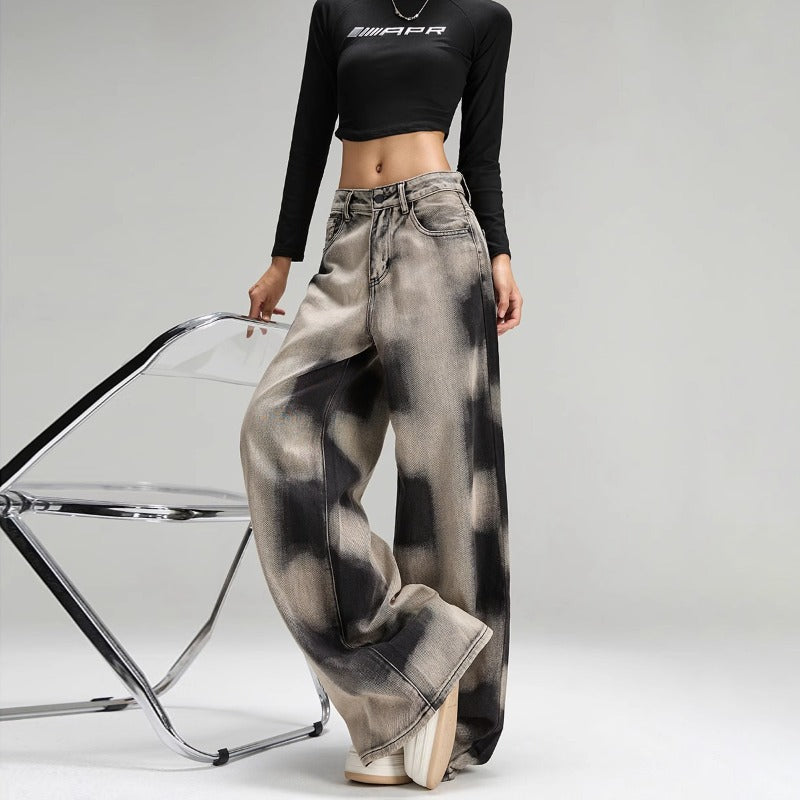 Women's Tie-dyed Wide-leg Jeans By SXRREAL.