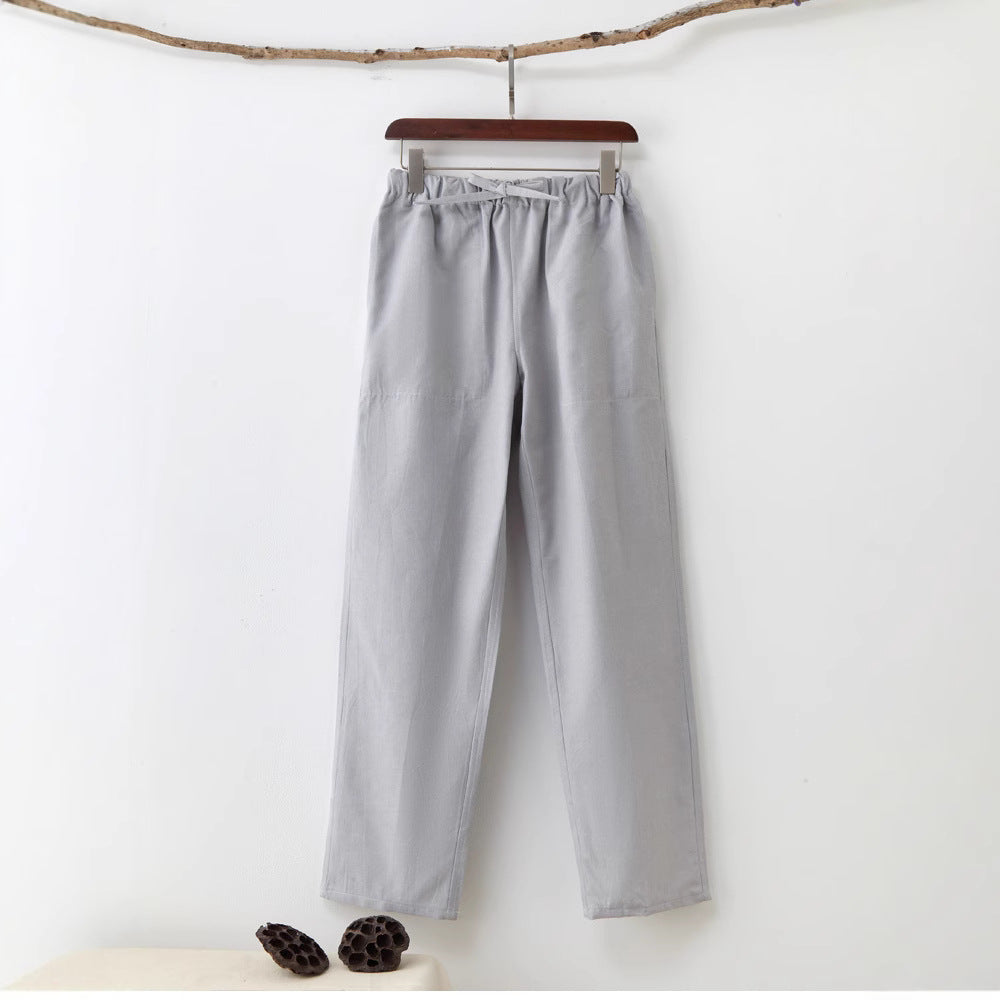 Men's Solid Color Coarse Fabric Casual Pants By SXRREAL.