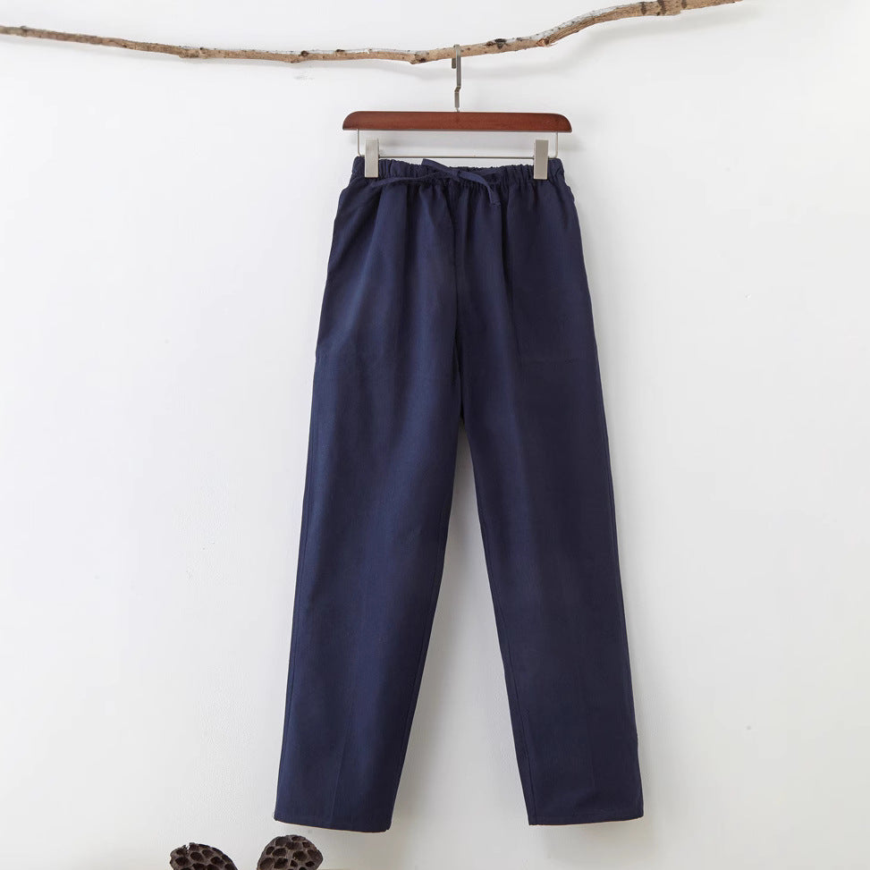 Men's Solid Color Coarse Fabric Casual Pants By SXRREAL.
