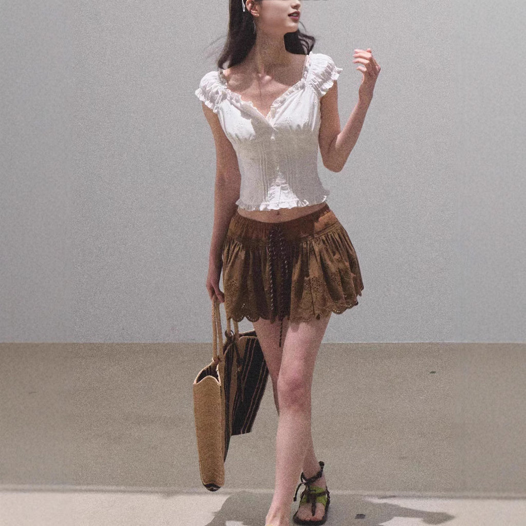 All Cotton Bohemian Hollow Skirt By SXRREAL.