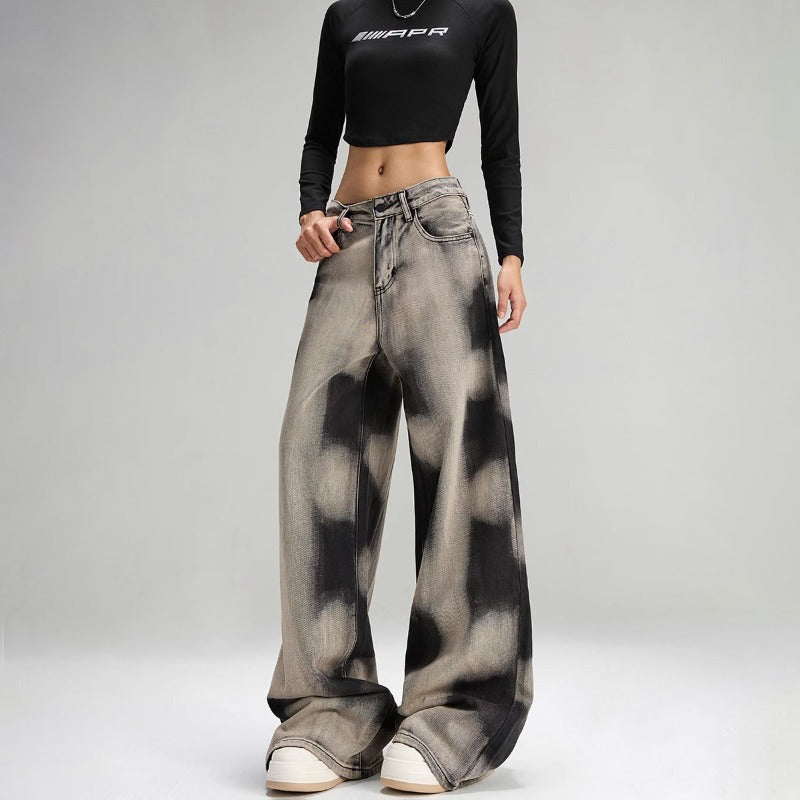 Women's Tie-dyed Wide-leg Jeans By SXRREAL.