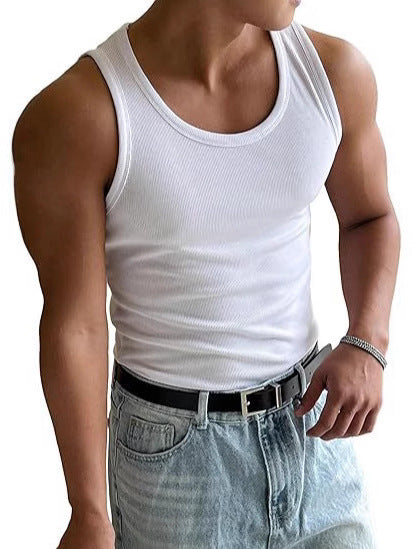 Men's Round Neck Workout Vest By SXRREAL.