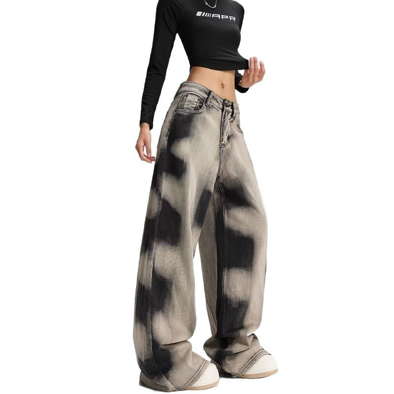 Women's Tie-dyed Wide-leg Jeans By SXRREAL.