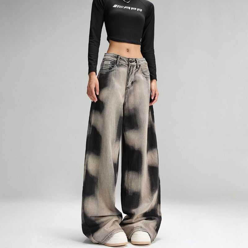 Women's Tie-dyed Wide-leg Jeans By SXRREAL.
