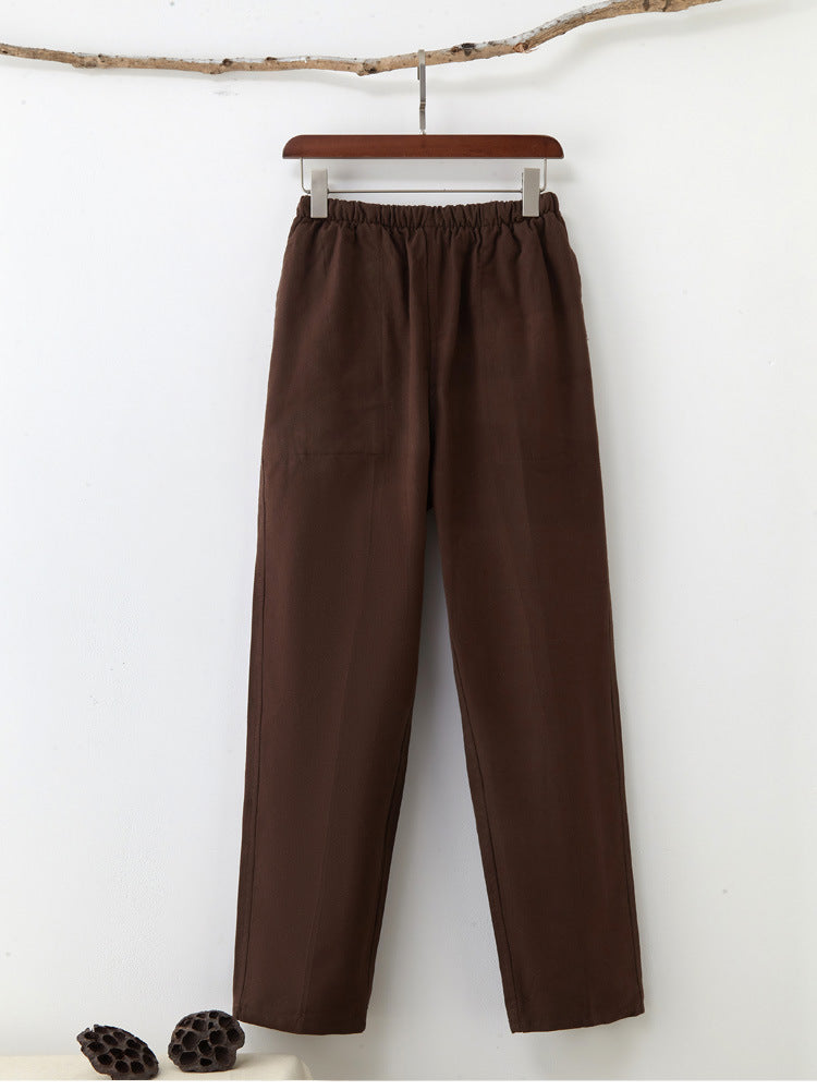 Men's Solid Color Coarse Fabric Casual Pants By SXRREAL.