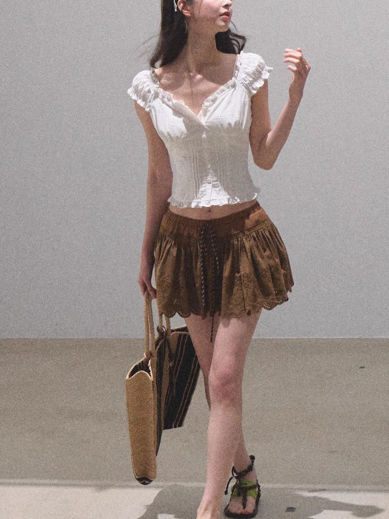 All Cotton Bohemian Hollow Skirt By SXRREAL.