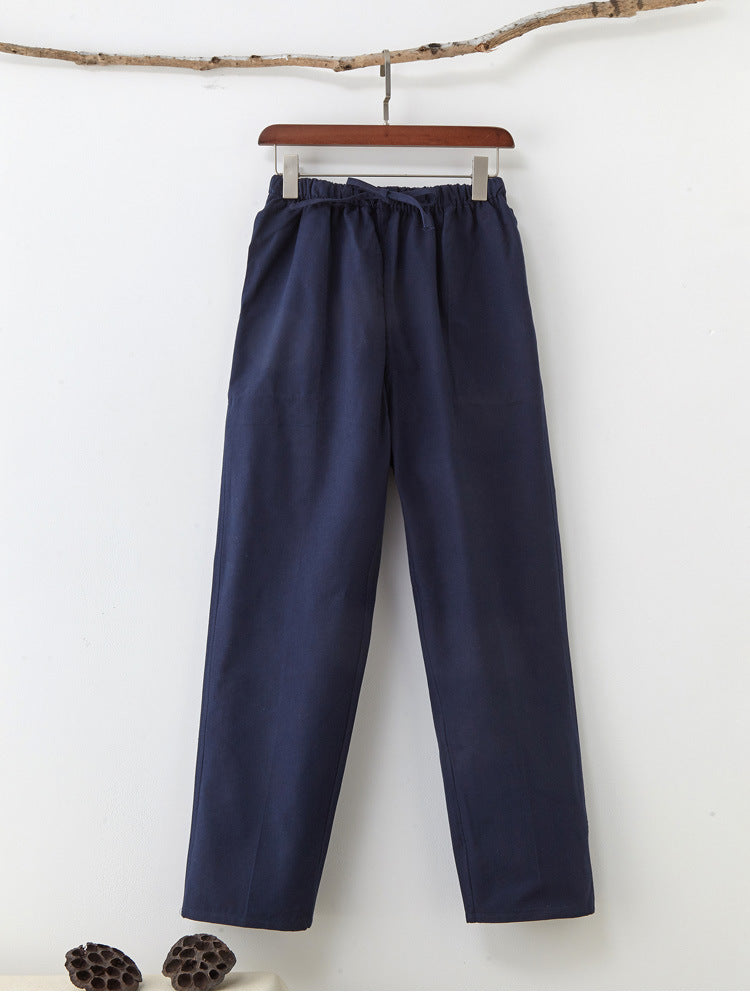 Men's Solid Color Coarse Fabric Casual Pants By SXRREAL.