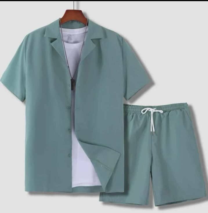 Cuban Collar Men's Clothing Set By SXRREAL.