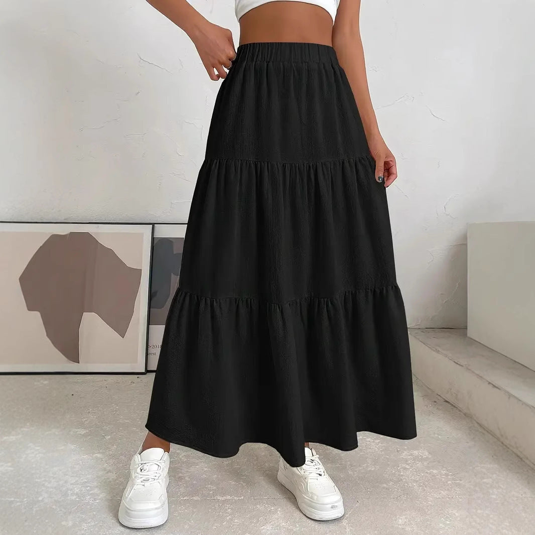 Women's Bohemian Pleated Layered Long Skirt By SXRREAL.