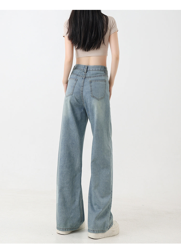 Women's Tencel Light Colored Embroidered Wide Leg Jeans By SXRREAL.