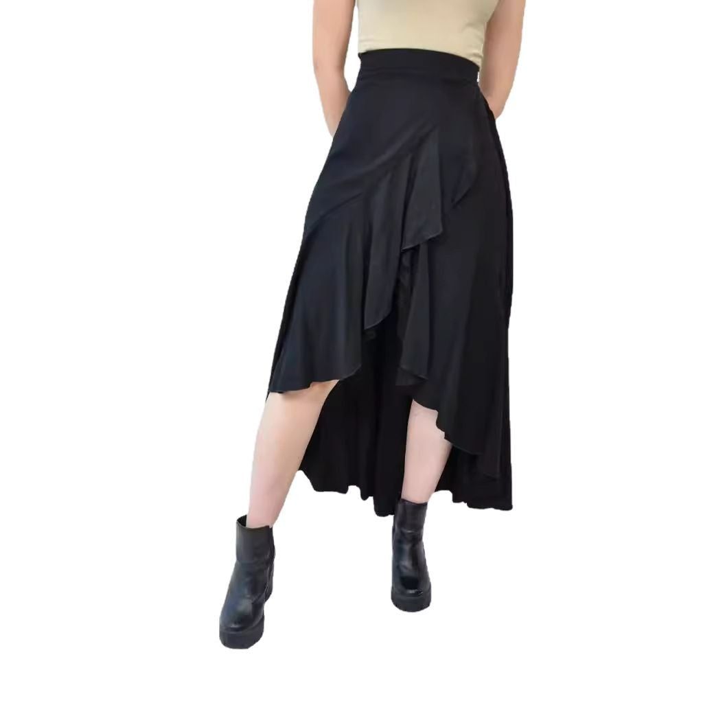 Women's Western Solid Drape Dovetail High Waisted Skirt By SXRREAL.